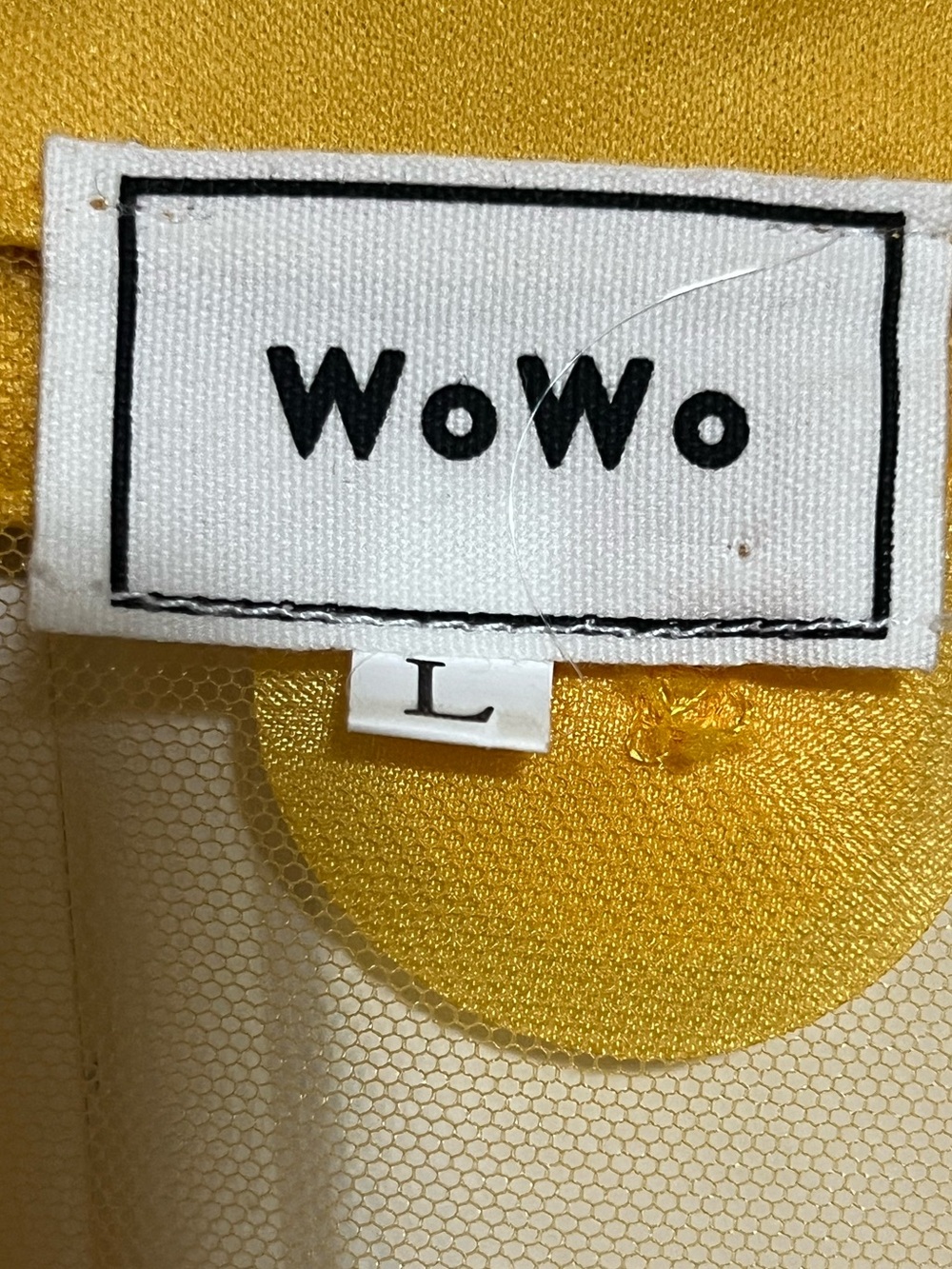 WoWo Mustard Yellow 3D Floral Mesh Button-Up Blouse with Cami Set Size L - Picture 3 of 10